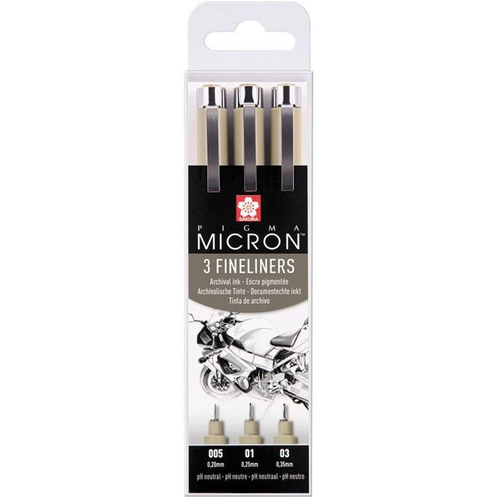 Feutres - PIGMA MICRON - Lot de 3 - Pointe fine - Noir - Résistants à l'eau et à la lumière