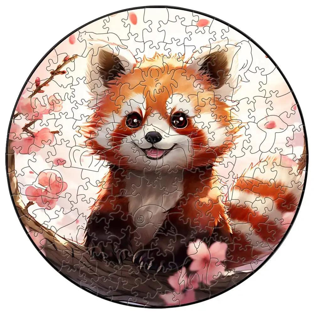 Non-Toxic Jigsaw Animals Wooden Puzzle For Kids And Adults Wooden Crafts Colorful And Round Shaped Tiger Rabbit Cat Wood Craft Toys