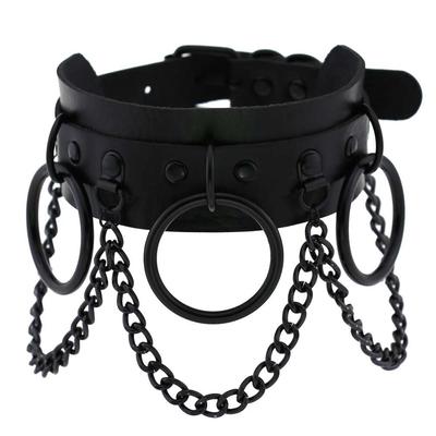 Černý Goth Punk Choker Goth Řetízkový Obojek Tmavá Módní Kožený Choker Harajuku Rockový Náhrdelník Čarodějnice Grunge Festivalové Doplňky
