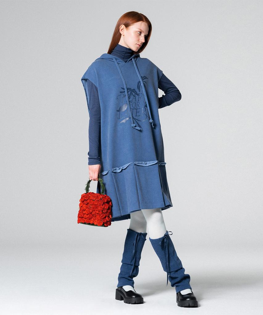 Wove Moment Boxy Long Sweat Dress Blue Wbcfop001Bl