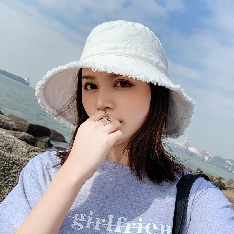 Cappello a secchiello in denim da donna - Cappello estivo traspirante per la protezione solare