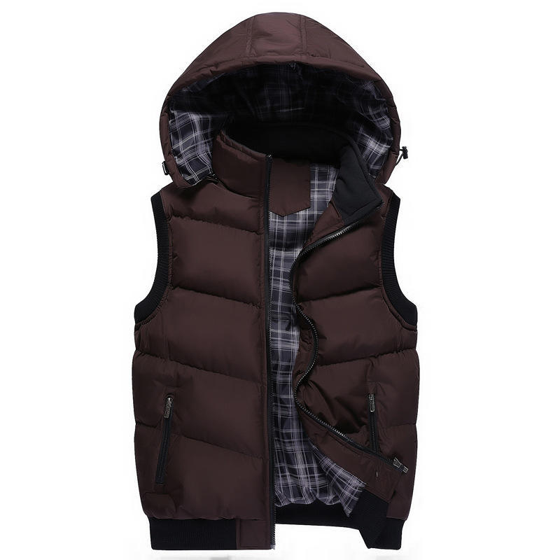 2025 autumn and winter new cotton stuffed hooded vest men's Korean version casual vest large size couple vest cross-border
