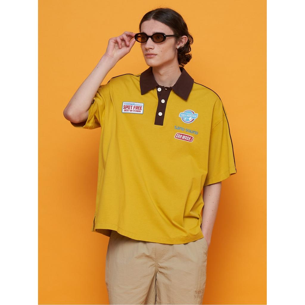 Saendeusaundeu Car Wash Tcollar Tshirt Mustard