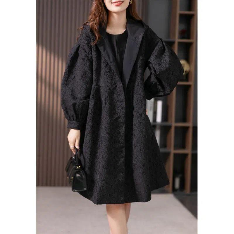 Giacca a vento lunga da donna Autunno e Inverno Nuova Versione Coreana Casual Stile Occidentale Giacca Larga