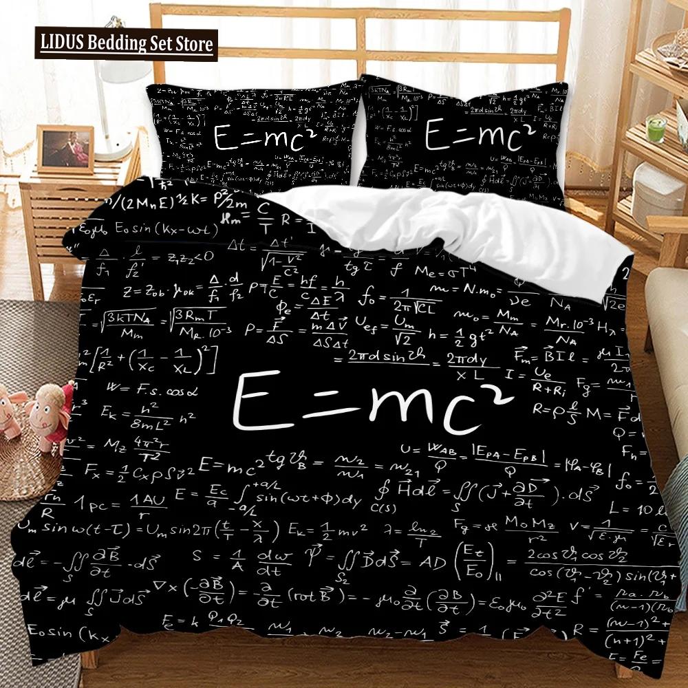 Zestaw Poszwy na Kołdrę z Równaniem Matematycznym Rozmiar Queen Zestaw Pościeli ze Wzorem Formuły Matematycznej Chłopiec Dziewczynka Edukacyjny Miękki Poliestrowy Pokrowiec na Kołdrę