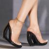Women's Wedge Sandals - Transparent One-Strap Heeled Slippers Summer, Open-Toe Slip-On Sandals for Outdoor Wear  (LFD-907188-4)