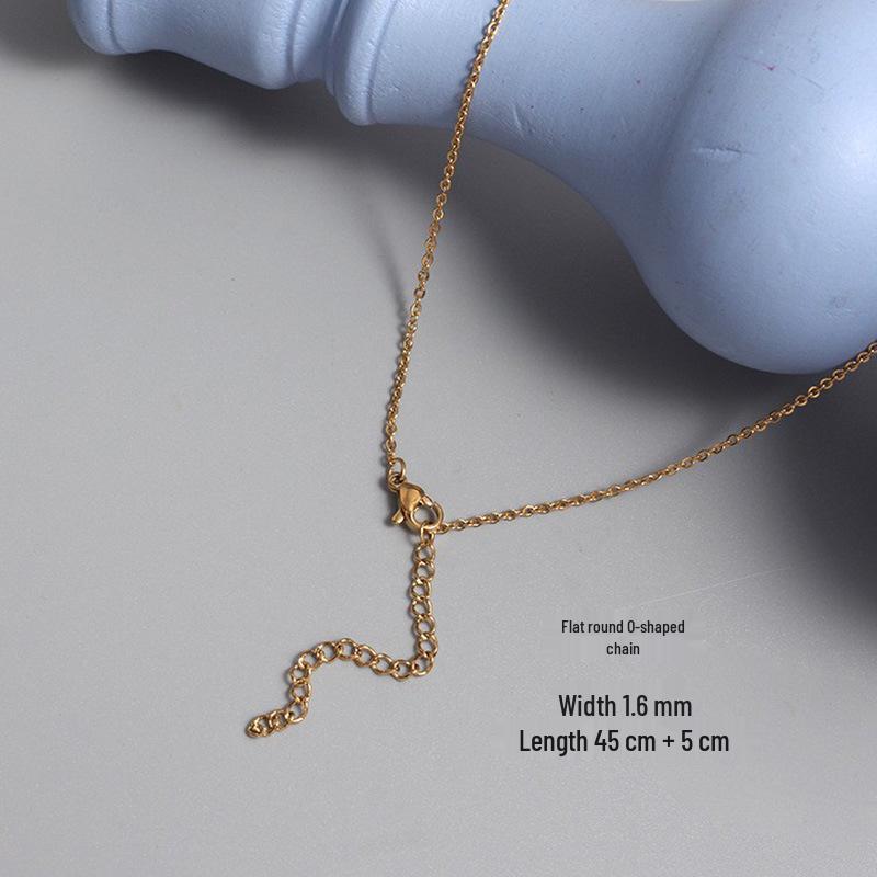 18K Gold Stainless Steel Electroplated Necklace with Round Bead and Lips Chain for DIY Jewelry.