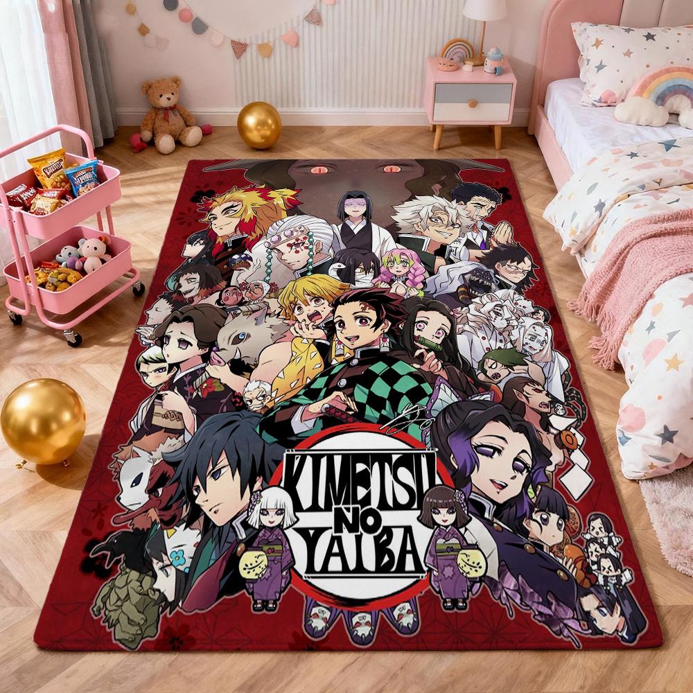 Demon Slayer Character Collection Indoor Rug Thick Nonslip Carpet For Study Reading Area Home Decor Halloween Gift
