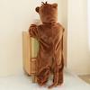 Unisex Monkey Animal Hooded Bodysuit Flannel Winter Pajamas Halloween Girls Boys Role Play Bodysuit