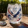 250 Years of Freedom Commemorative Eagle Glass 1776 To 2026 USA Anniversary Collectible Drinkware Stemless Glassware