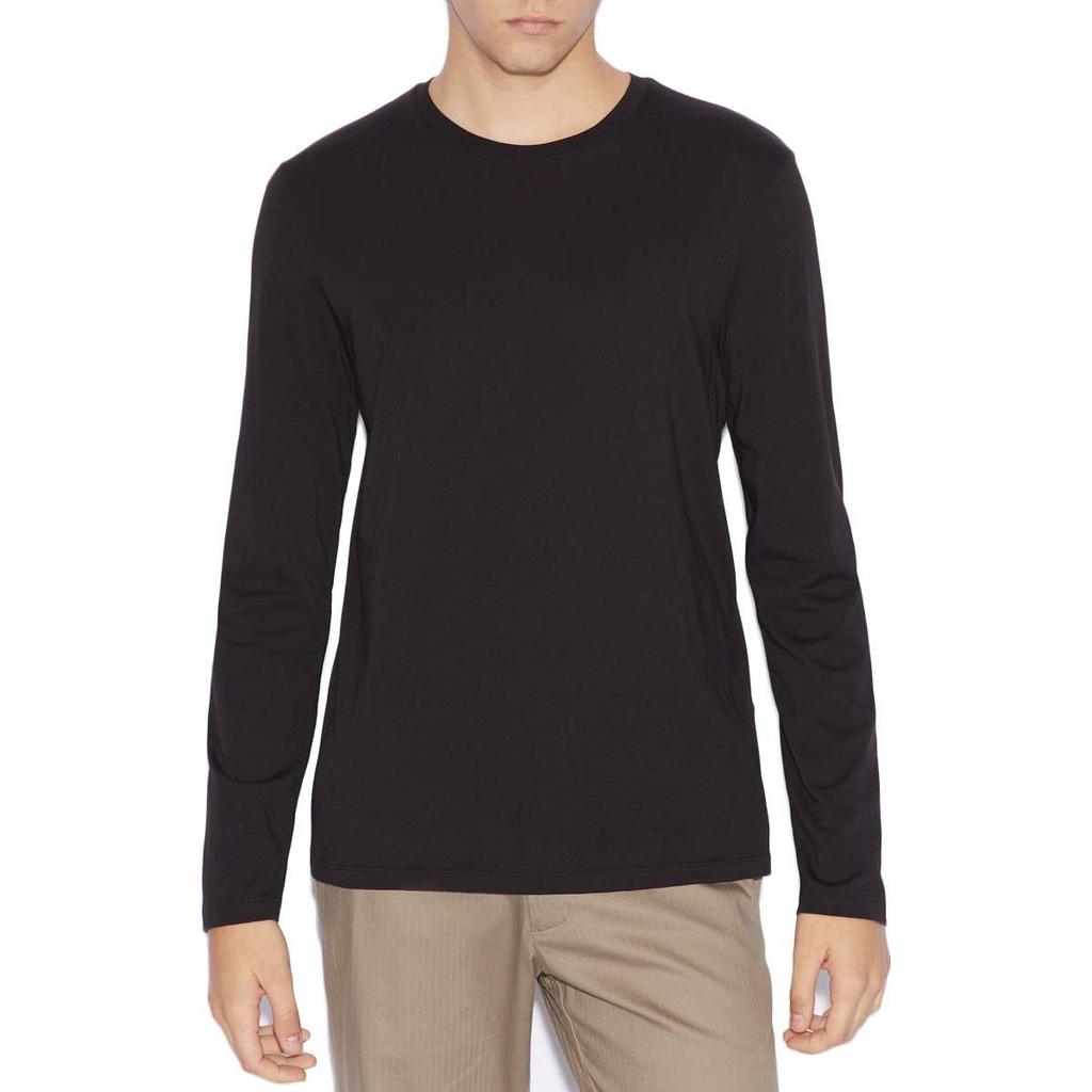 Emporio Armani Round Neck Solid Long Sleeve T-Shirt Men tops Black 8NZM77-ZJA5Z-1200