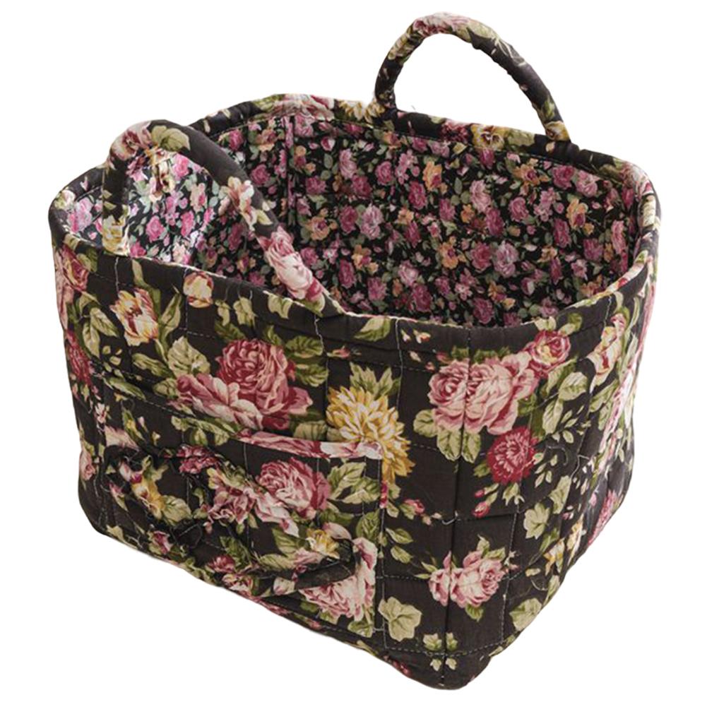 Boho Fabric Storage Basket with Handle Pastoral Style Baskets Large Capacity Quilted Laundry Hampers for Sundries Sorting
