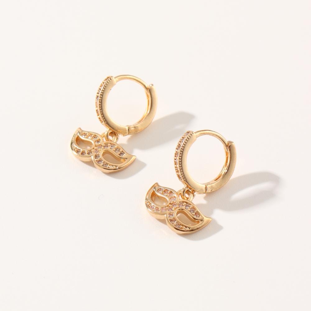 1 Pair Personality Mask Dangle Earrings for Women Cubic Zirconia Jewelry Daily Wedding Party Accessories