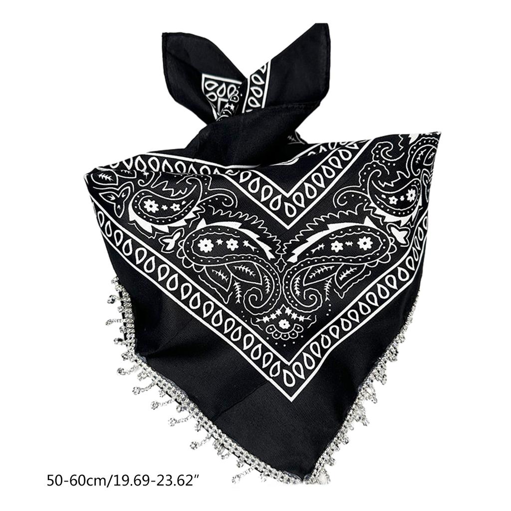 Fringed Rhinestones Bandanas Hiphop Neck Scarf Western Cowgirl Costume Headscarf Women Music Festival Headwrap Dress Up