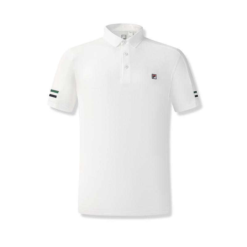 Fila Tennis Minimalist Casual Sports Comfortable Knitted Short Sleeve Grand Slam Polo Shirt Men Tops Jade-White A11M533138F-WT