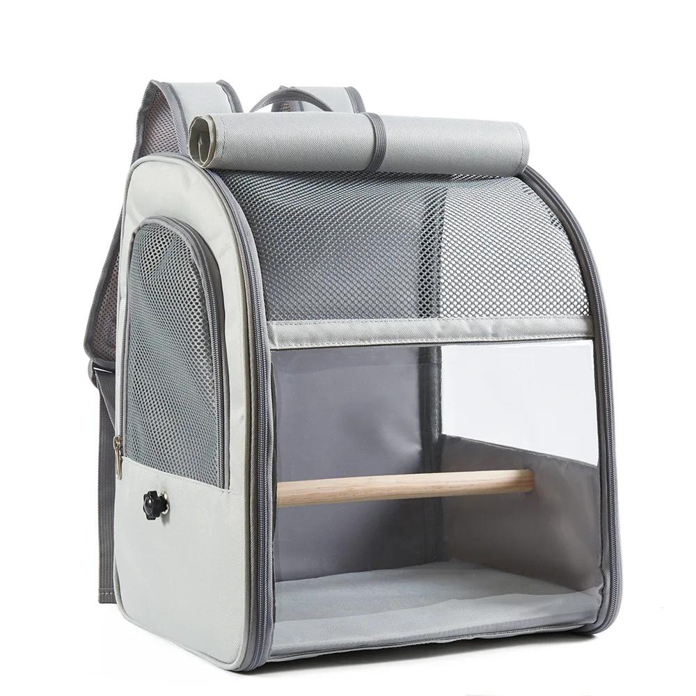 

Bird Carrier Backpack, Parrot Travel Cage, Standing Perch and Tray, Breathable, Portable for Small Birds, Green Cheek Cockatiel