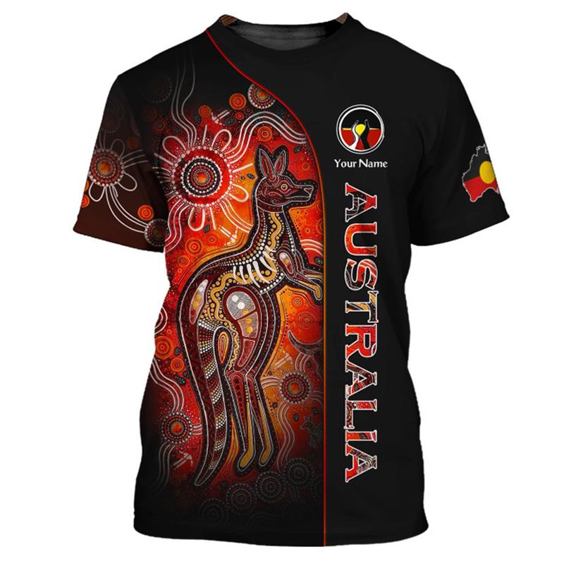 Custom Name Australia Flag Map Graphic T Shirt For Men Women Summer Casual Short Sleeve Tee Australian Animal T Shirt Kids Tops