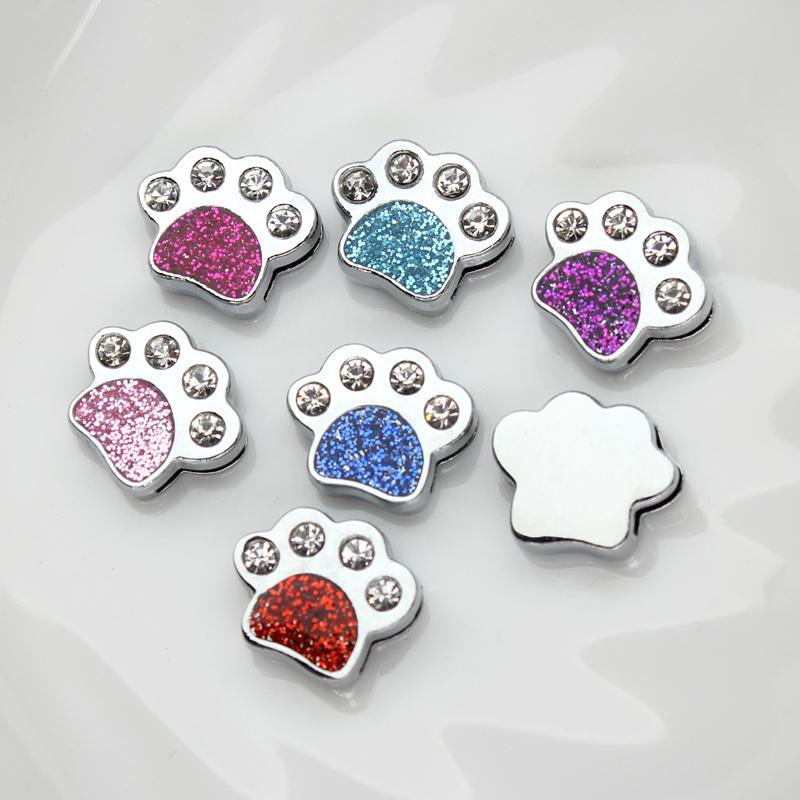 110Pcs/Lot Dog Cat Paw 8mm Slide Charms For Bracelet Women Jewelry Making Connector Dog Pet Collar DIY Keychain Accessories Gift
