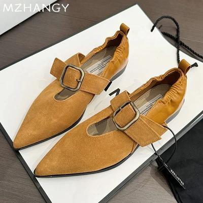 Fashion Pointed Toe Women Marie Jane Shoes Low Heels Fashion Buckle Shoes Autumn 2024 Trend New Designer Dress Woman Walking Zapatos