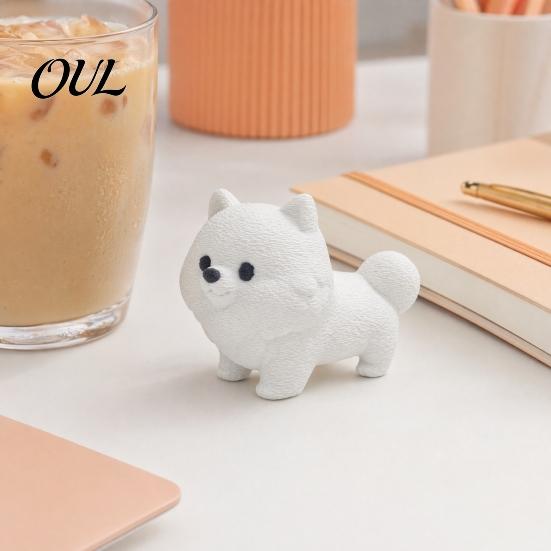 Matte White Home Decor 3D Printing Dog Ornament, Texture Fluffy Figurine, Durable Easy Care Mini Size Statue, for Office Desk Decoration Figurine