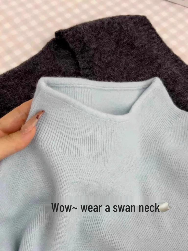 Premium Women's Slim Fit Knit Sweater – Winter Half-High Collar, Long Sleeve, Stand-Up Collar, Autumn/Winter Collection.