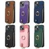 Vertical Cards Slot Ring Holder Zipper Wallet Case For iPhone 15 Pro Max 14 Plus 13 12 11 XS X XR 7 8 SE 2022 Bag Pocket Cover