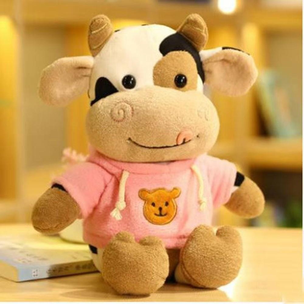 Hug Pillow Cow Plush Toy Soothing Plush Cow Rag Doll Stuffed Cow Animal Room Decoration