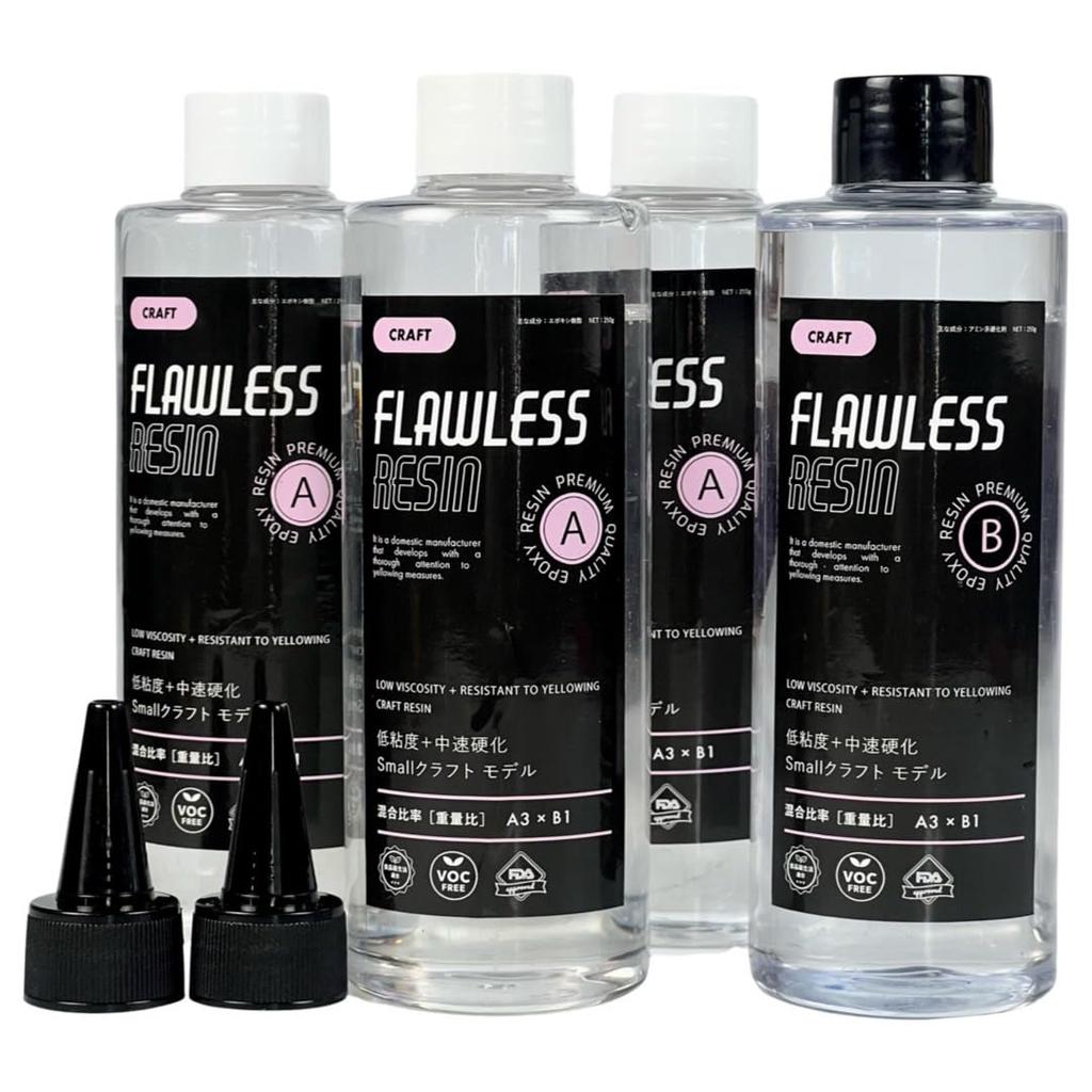 Flawless Resin for Low Viscosity Medium Epoxy Resin for 3D 1kg Crafts, + Curing, 2-Part Art,