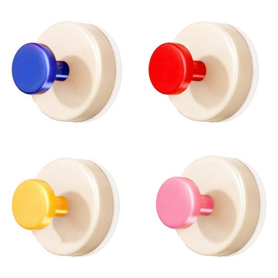 5Pcs Plastic Suction Cup Hooks No Drill Strong Suction Power Detachable Reusable Wall Hangers for Bathroom Kitchen Bedroom Storage Accessories