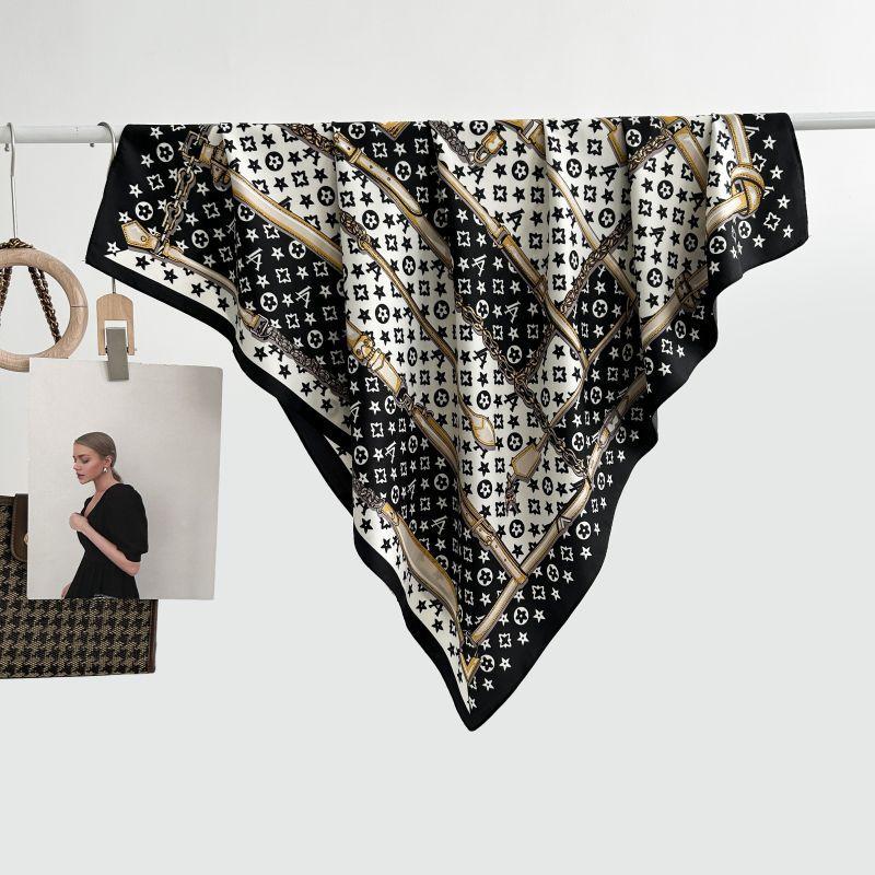 Dekorativt silkeskjerf med enkel tekstur Ny stil for kvinner Vår og høst Sommermote Allsidig hodeskjerf Arbeidsskjerf