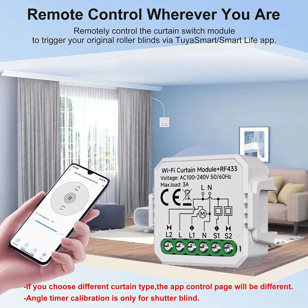 Tuya WiFi Smart Blind Curtain Switch RF433Mhz Smart Life APP Voice Control With Google Home Alexa For Electric Roller Shutter