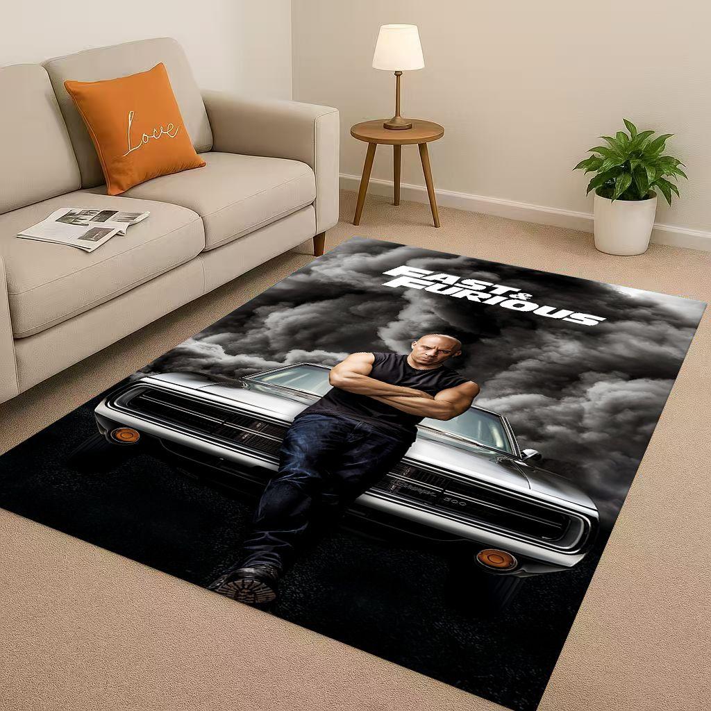 HD Fast F-Furious Vin Diesel Racing Car Living Room Non-Slip Area Rug Carpet for Bedroom Playroom Sofa,Easy Clean Home Doormat