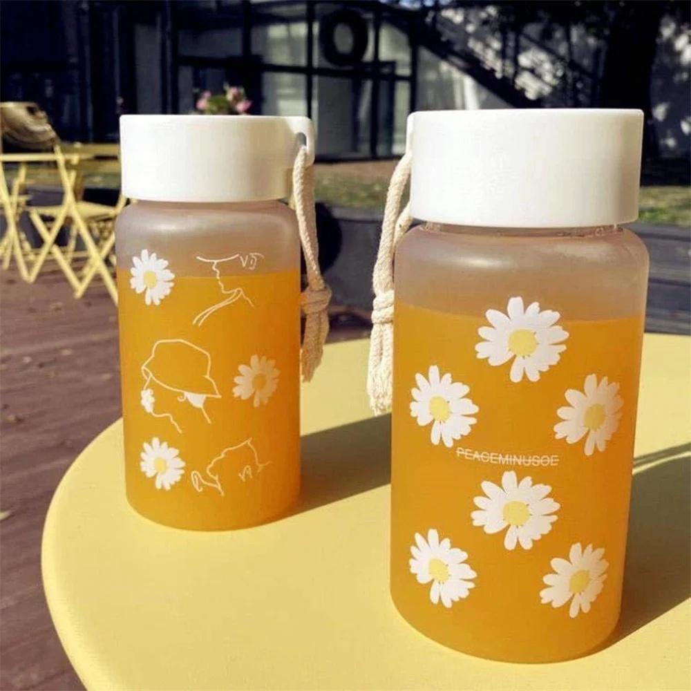 500ml Plastic Transparent  Water Bottle BPA Free Portable Outdoor Sports Cup Mug Student with Rope
