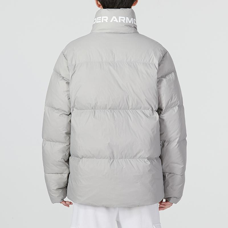 Under Armour Solid Color Sports Casual Stand Collar Down Jacket Men Outerwear Grey 1375449-558