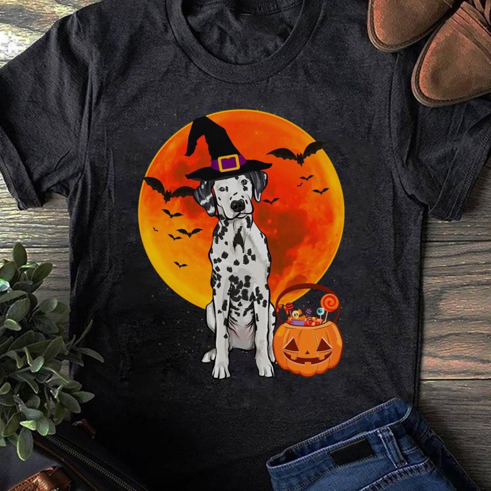 Dalmatian Halloween T-Shirt: Dog Jack O Lantern Pumpkin Tee L