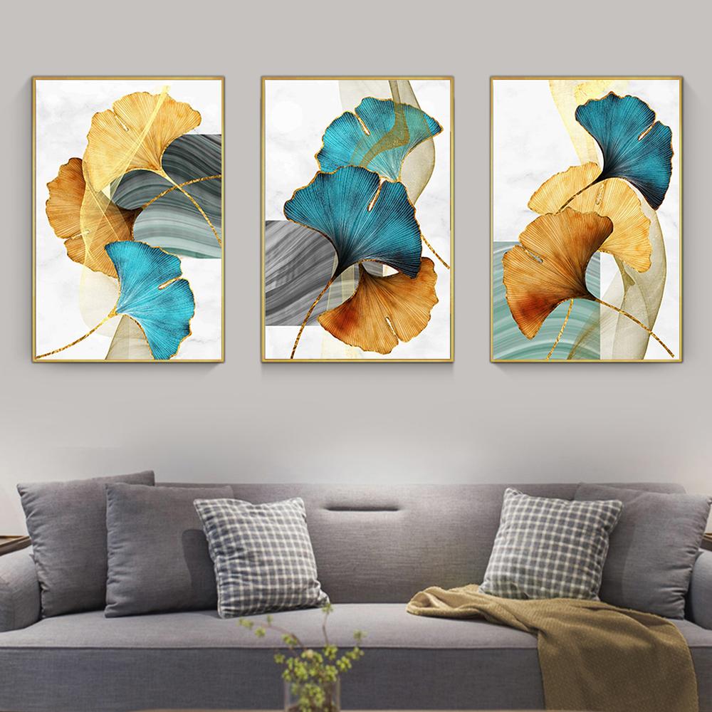 Modern Minimalist Ginkgo Leaf Canvas Art Posters and Prints Light Luxury Abstract Paintings On the Wall Art Picture Cuadro Decor