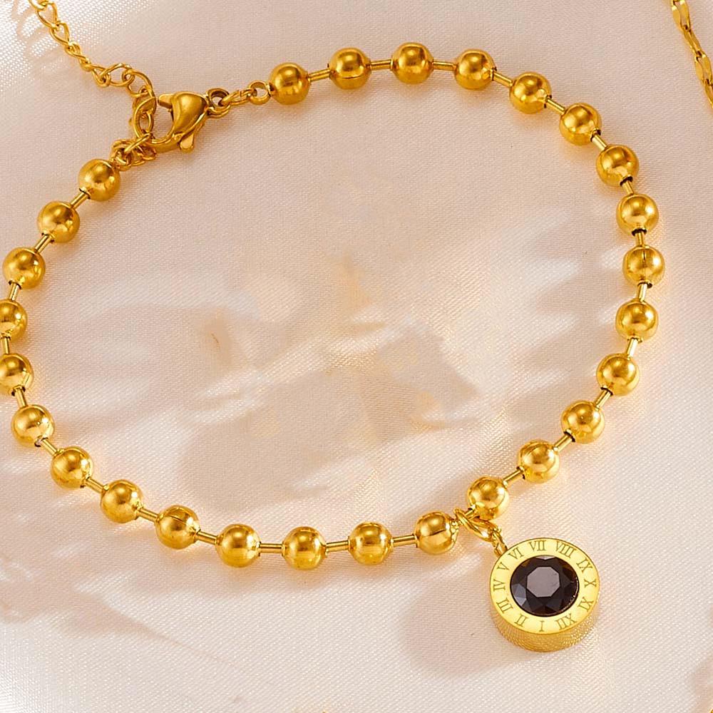 Roman Stainless Steel Jewelry Set: Color-Preserving Necklace, Bracelet & Earrings - Non-Fading, Simple Titanium Design