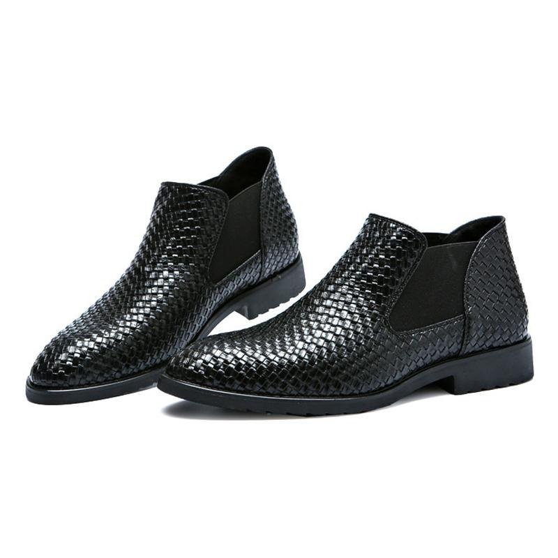 Bocanci Chelsea pentru Bărbați Bocanci de Modă Clasici Pantofi Tricotați Manual pentru Bărbați Stil Înalt Pantofi pentru Bărbați Pantofi Mărimi Mari 38-48