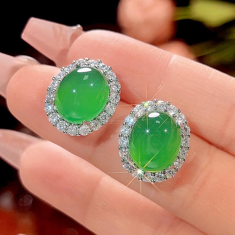 Jewelry Simulation Chalcedony Retro Light Luxury Set Main Stone 13 * 18-10 * 14