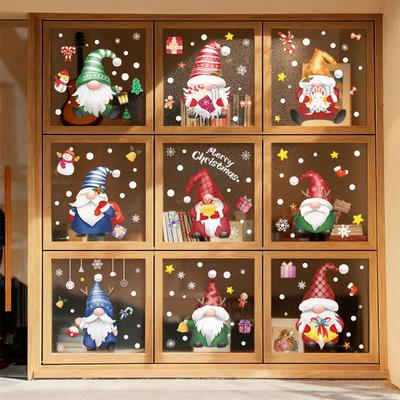Santa Claus Holiday Decoration Scene Arrangement, Electrostatic Glass Door, Window Flower, Atmosphere Activity Stickers