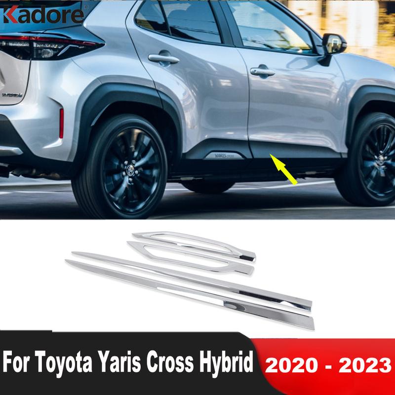 For Toyota Yaris Cross Hybrid     Chrome Car Side Door Body Trim Door Panel Line Streamer Trims Accessories