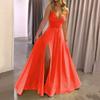 Women'S Halter Deep V Neck Maxi Dress Backless High Slit Long Cocktail Party Dress Sexy Sleeveless Evening Gown