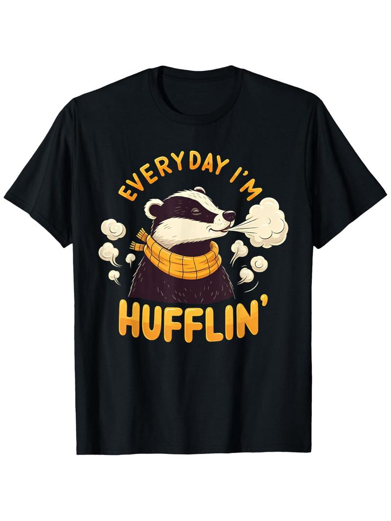 Vintage Graphic 100 Cotton TShirt Badger Hufflin Everyday Winter M