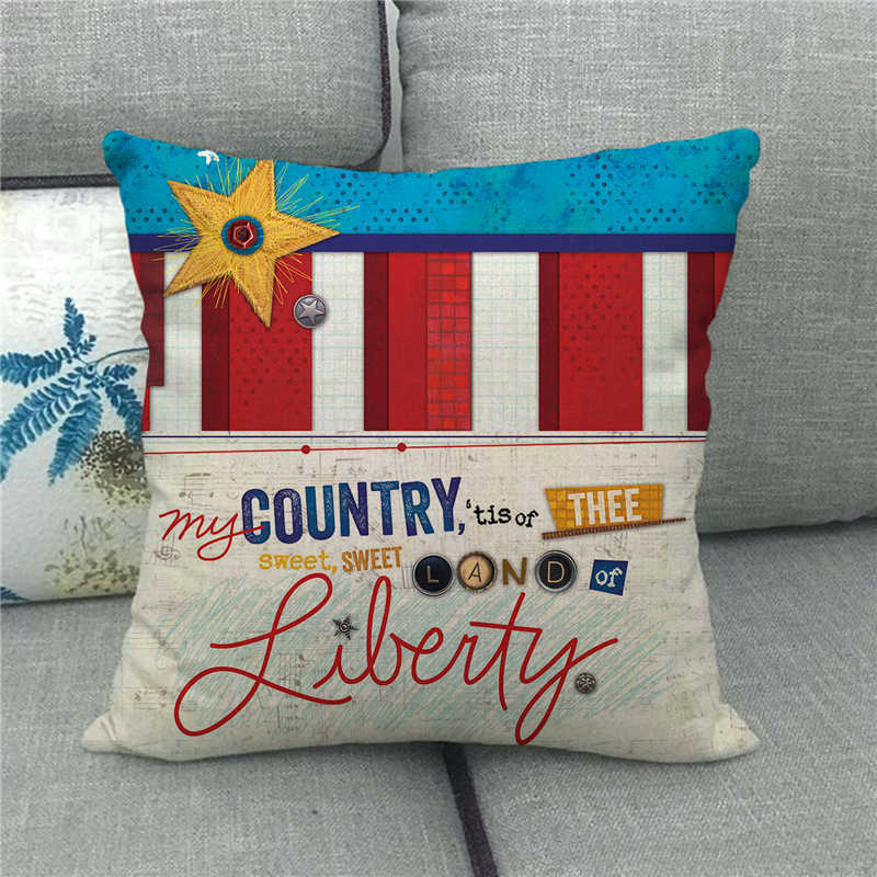 American Flag Declaration Of Independence Digital Printing Short Plush Pillow Covers For Sofa Office Cushion Cover Home Goods
