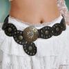 Round Hollow Out Belts Metal Ethnic Style Waistband Western Style Cowboy Belts  Waist Accessories