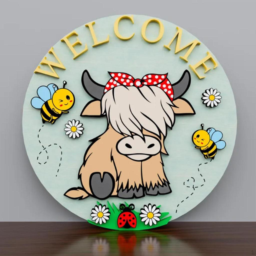 Highland Cow Wood Sign for Entryway, Wall Decor Living Room
