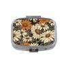 Metal Pill Case Multi-Compartment Built-In Makeup Mirror Travel Pill Organizer Secure Closure Portable Jewelry Storage Box