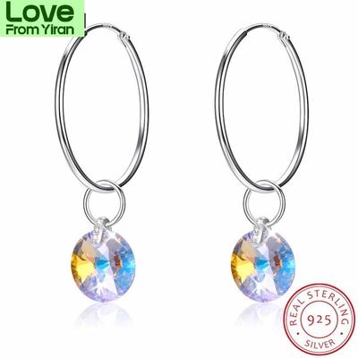 New Arrival 925 Sterling Silver Earring For Women Fine Jewelry Dropshipping Statement Earring Round Crystal From