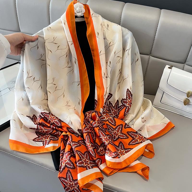 180X90Cm Luxury  Fashion Summer Women Soft Silk Scarves Female Shawl Foulard Ladies Muffler Beach Wrap Bandanna Pareo Beach