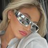 Trendige Y2K Silber Polygonal Brille mit Cyber Ästhetik